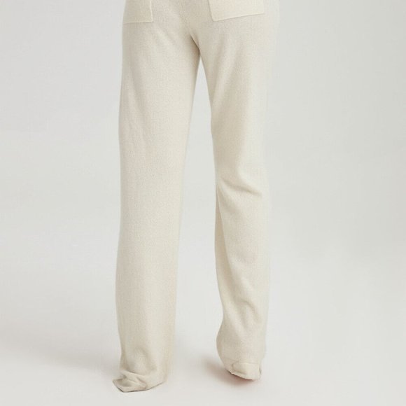 NWT NEW NAP LOUNGEWEAR $399 Straight Cashmere Pants IVORY MEDIUM - Picture 5 of 11